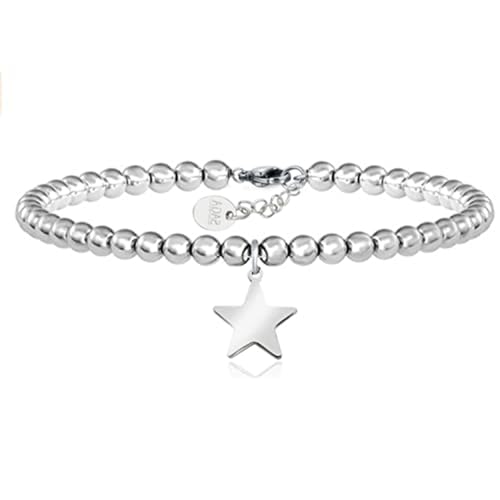 SAGA GIOIELLI® Damen-Armband Kugeln Baum des Lebens Herz Stern Stahl, Medium, Edelstahl, 0 Stk