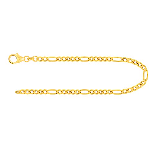 EDELIND 585 Gold Armband Damen Herren 2.8 mm Bracelet Figarokette diamantiert Gliederung 5+1 14 Karat Gelbgold Länge 19cm Armkette Made in Germany