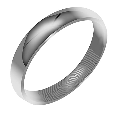 Everstone Personalisieren Fingerabdruck Gravieren Paar Ringe Eheringe, Titane Ring Hochzeit, Verlobung, Alltag, Männer Damen Partnerringe Eheringe, Größe 46 bis 77 Farbe: Platin 6MM 4MM & 3MM