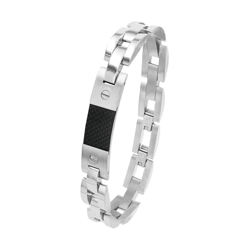 Amor Armband Edelstahl Carbon Herren Armschmuck, 24 cm, Silber, Kommt in Schmuck Geschenk Box, 9354788