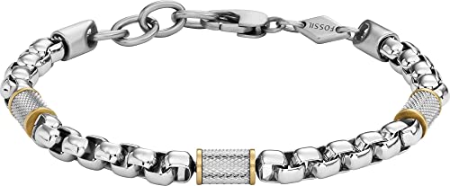 FOSSIL Armband Für Männer, Innenlänge: 180mm ~ 195mm Gold, Silber Edelstahlarmband, JF04138998