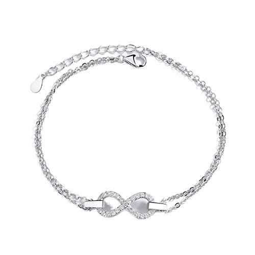 Hoixin Armband for Frauen, Freundschaftsarmband Armbänder for Frauen Armbänder, 925 Sterling Silber Armband Glänzend Unendlichkeitssymbol Freundschaftsarmband Einstellbare Ewigkeit Schmuck Geschenke