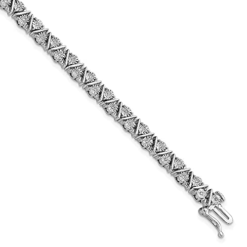 Diamond2Deal Damen-Armband 925 Sterling Silber rhodiniert Diamant Dreieckskette 17,8 cm