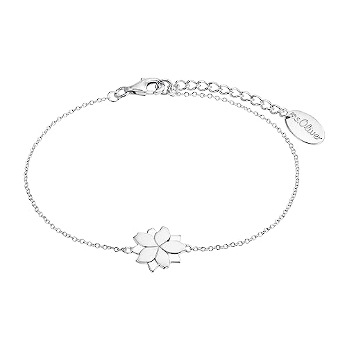 s.Oliver 2034193 Damen Armband Lotusblume Silber 20 cm