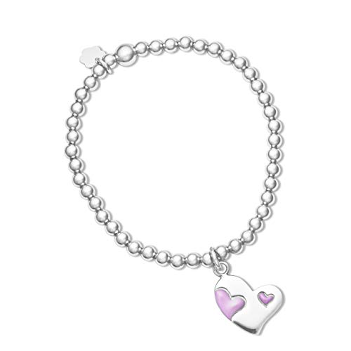 Joy Jewels Damen-Armband elastisches Herzanhänger Emaille rosé 925 Sterling Silber JA150B