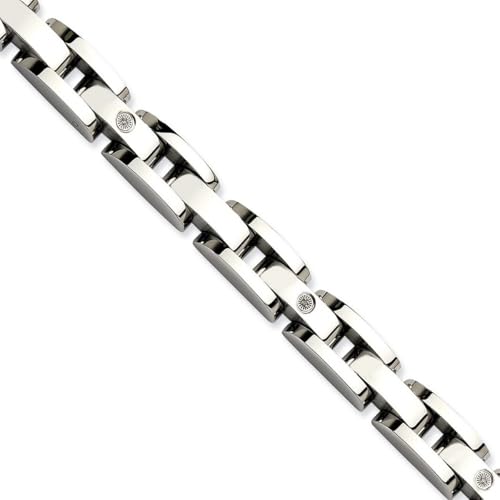 Armband aus 14 Karat Gold, Edelstahl, faltbar, poliert mit Diamanten, Maße: 10 mm breit, Schmuckgeschenk für Frauen – 23 cm, 21,6 cm, Metall, Diamant