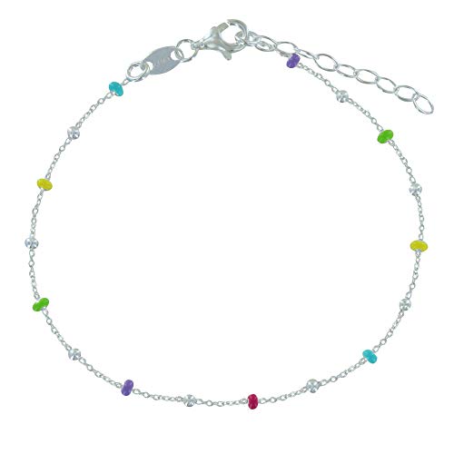 LES POULETTES BIJOUX - Sterling Silber 925 Armband Regenbogen Email Perlen und 925 Silber Perlen