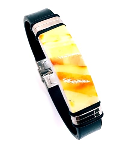 Ambermilana Leder Armband mit BALTISCHEN Bernstein/Damen Herren Unisex Armband