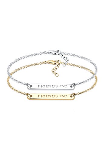 Elli Armband Damen Infinity Freundschafts-Set Bi-Color in 925 Sterling Silber