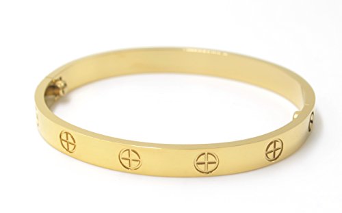 Luxuriöses Liebesarmband aus Vergoldetem Edelstahl im Einfachen Stil für Damen Herren (Gold Size 16)