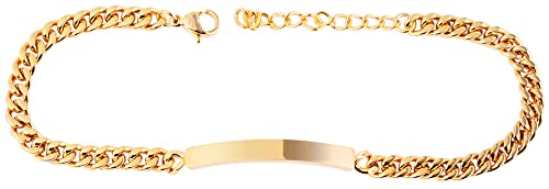 Hanessa Personalisiertes Armband mit Gravur für Männer und Frauen Edelstahl gold Länge verstellbar 18-21 cm | Personalisierte Armbänder mit Namen Herren Damen