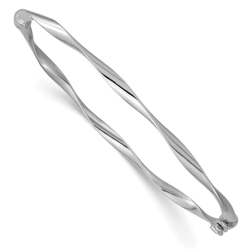 Armreif, 3 mm, 10 Karat Weißgold, poliert, Scharnier, stapelbar, Schmuck, Geschenke für Frauen – hochwertiger als 9 Karat Gold