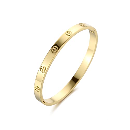 Damen-Edelstahl-Herz-Armb and, Kreuz vergoldetes Armband, Geschenk-Armband zum Muttertag (Gold)