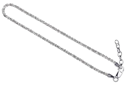 SILBERMOOS Damen Armband Criss-Cross diamantiert 1,4 mm außergewöhnliches Geflecht 18 cm + Verlängerung Qualitätsarmband aus Italien 925 Sterling Silber