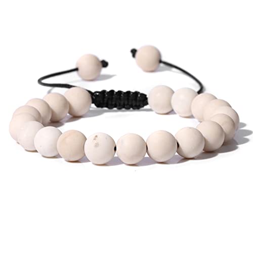 Geflochtenes Perlenarmband für Herren, mattes Naturstein-Armband, Malachit-Armbänder, Herrenschmuck für weibliche Armreif, Fossil, verstellbar