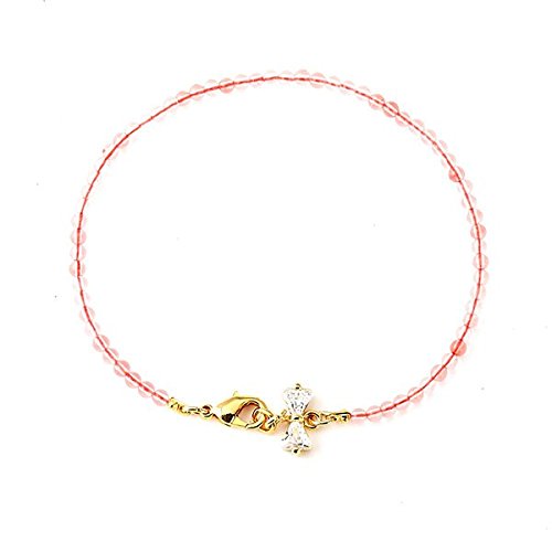 Chic-Net vergoldet Kupfer Armband Schleife rosa weiß 18 Karat Kristall Perlen nickelfrei Karabiner 16-5 cm