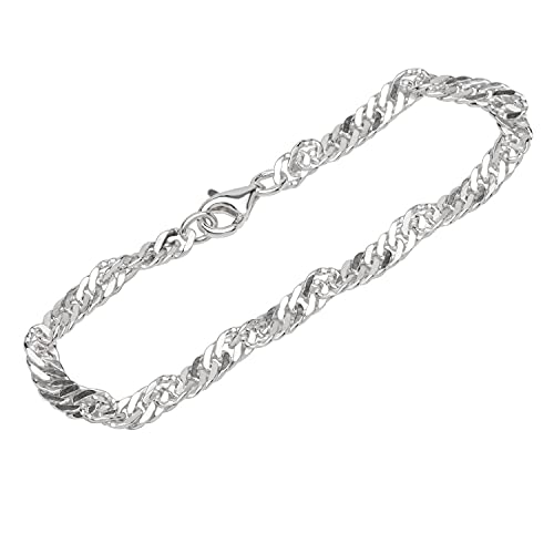 NKlaus Armband 925 Sterling Silber 19cm Doppel Panzerkette gedreht Herren Armkette fein 12640