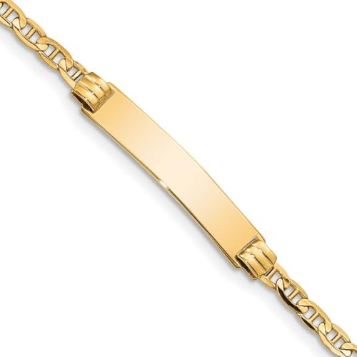JewelryWeb 14 Karat Gelbgold, poliert, nautisches Schiff, Mariner, Gliederarmband, für Teenager, mit Karabinerverschluss, 5 mm breit, 15 centimeters, Gold Metall Gelbgold, Kein Edelstein