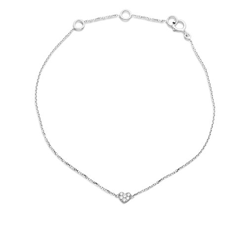 Miore Armband - Armreif Damen Kette Weißgold 9 Karat / 375 Gold Diamant Brillianten 0.04 ct 18 cm