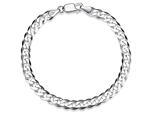 Massives Panzerarmband, 6mm - 925 Sterling Silber, Länge 16-25cm