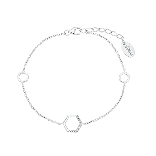 s.Oliver Armband 925 Sterling Silber Damen Armschmuck, mit Zirkonia synth., 17+3 cm, Silber, Kommt in Schmuck Geschenk Box, 2031422