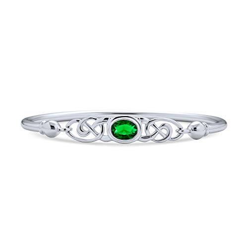 Bling Jewelry Paare BFF Irish Himmlisch Liebe Knot Armreif Armband Für Frauen Teenager Simuliert Kelly Green Emerald Oval .925 Sterling Silber 7 Zoll