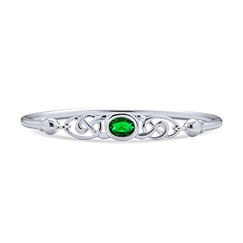 Bling Jewelry Paare Grün Emerald CZ Bff Infinity Irish Celtic Love Knot Armreif Armband Für Frauen Teenager .925 Sterling Silber
