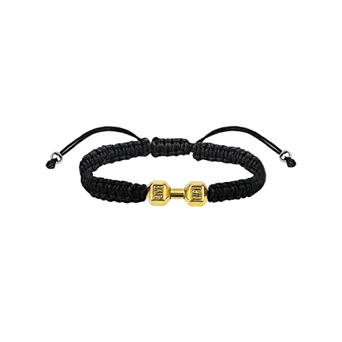 LUOKIFUR Kurzhantel Geflochtenes Herrenarmband Inspirierendes Fitness Bettelarmband Verstellbares Herren- und Damenarmband Sport Fitness Personal Trainer Geschenk (Gold)