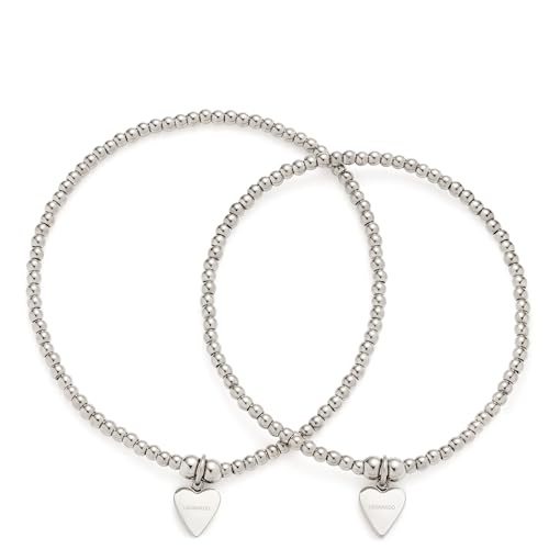 Leonardo Jewels Armbänder Amore Mutter & Tocher, Armkettchen-Set auf Gummizug mit Edelstahl-Perlen und Herz-Anhänger, Schmuck Geschenk, 023154