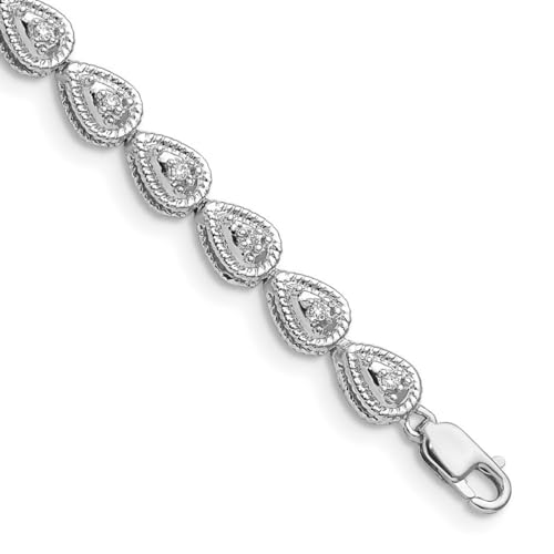 925 Sterlingsilber, polierter Karabinerverschluss, rhodiniert, Diamant-Tropfen-Armband, 5 mm breit, Schmuck-Geschenke für Frauen, 18 cm, Metall, Diamant