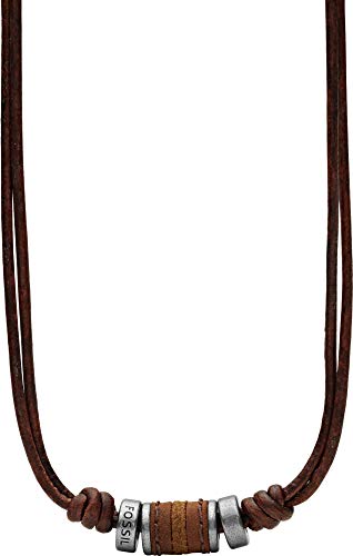 Fossil Halskette Für Männer Vintage Casual, Braun Leder Halskette, JF00899797