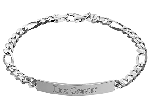 trendor Herren Gravurband Silber 925 Armband mit Namen 21 cm inklusive Wunsch-Gravur Gravurschmuck aus Sterling-Silber für Männer, modische Geschenkidee 35676