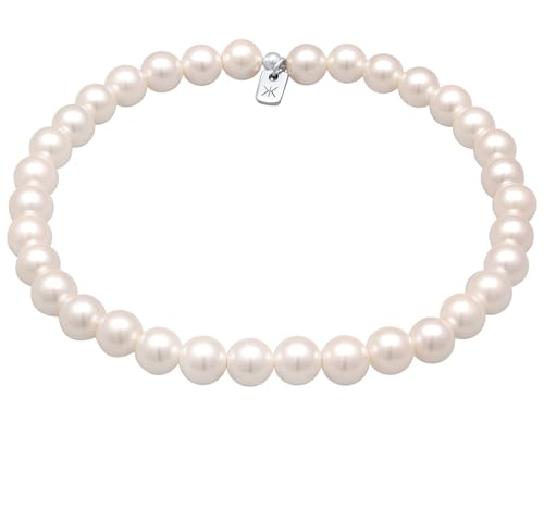 Kuzzoi Buddha Herren Armband Stretcharmband aus Muschelkernperlen Perlenarmband für den Mann mit Element aus 925 Sterling Silber Länge 19cm