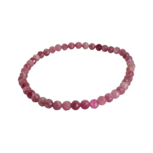 Budawi® rosa Turmalin Armband Perlen 4 mm facettiert auf Stretchband