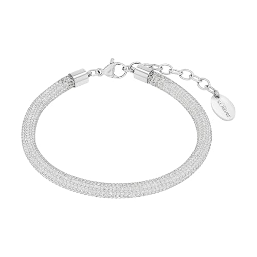 s.Oliver Armband Edelstahl Damen Armschmuck, mit Zirkonia synth., 17+3 cm, Silber, Kommt in Schmuck Geschenk Box, 2038856