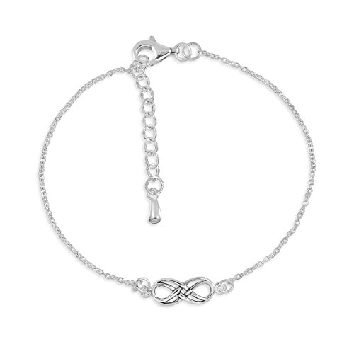 W | S WITHLOVE SILVER WithLoveSilver Anhänger Sprechender Silber Double Line Infinity Love Forever Link Armband, 15,2 cm mit 2,5 cm Extender