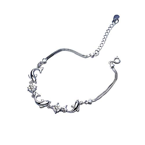 Carry stone 1 x Frauen-Armband-Schmucksac he-justierbares weißes Glas Delphin-Armband-hängende Ketten-Dame Bracelet Love Gift