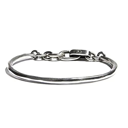 ZKCASA Damen Armbänder Round Stainless Steel Bracelets Bangles For Female Male Jewelry (Color : Silver)