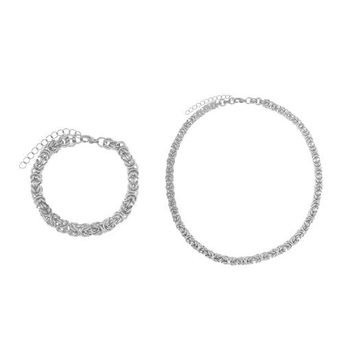 Heideman Set Jim Kette und Armband Briolette silber poliert aus Edelstahl für Herren