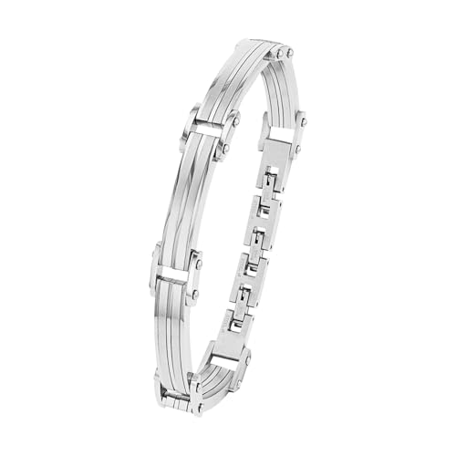 s.Oliver Armband Edelstahl Herren Armschmuck, 18,5+1,5+1,5 cm, Silber, Kommt in Schmuck Geschenk Box, 2035530