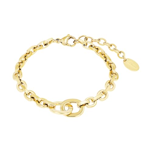 s.Oliver Armband Edelstahl Damen Armschmuck, 17,5+3 cm, Gold, Kommt in Schmuck Geschenk Box, 2038854