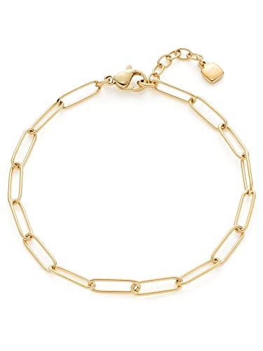 JEWELS BY LEONARDO Armband Ciao Igana • Filigrane Arm-Kette aus goldfarbenem Edelstahl • ovale Ketten-Gliedern • 17-19 cm Länge • besonderes Schmuck Geschenk für Frauen • 021650