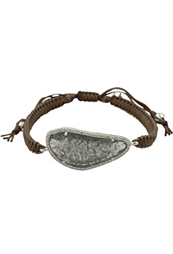 TAI Damen Makramee Armband mit Bergkristall taupe/charcoal Freundschaftsarmband zierlich geknüpftund verstellbar