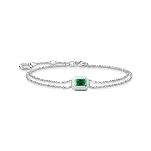 THOMAS SABO Damen Armband mit grünem Stein silber 925 Sterlingsilber, Kaltemail A2095-496-6