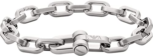 Emporio Armani Herren-Edelstahlarmband mit Karabiner-, Schieber- oder Magnetverschluss, Metallisches Silber