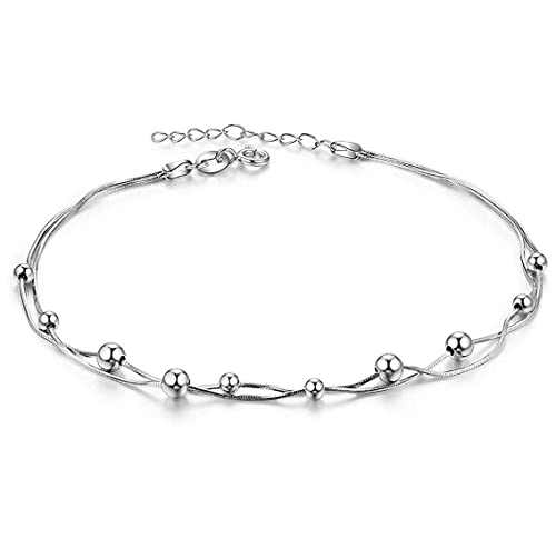 Kim Johanson Edelstahl Damen Armband *Silver Dream* in Silber | Armkette mit beweglichen Kugeln | Länge: 23cm - 26cm | Frauen Boho Schmuck | Wasserfest | Verstellbar inkl. Schmuckbeutel