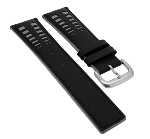 Bruno Banani Magic Egg Ersatzband 24mm in schwarz/grau aus Leder ME5 503 331 BR20621