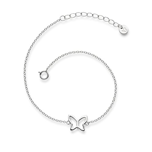 Glanzstücke München Damen-Armband Schmetterling Sterling Silber 17 + 3 cm - Silber-Armkettchen Freundschaftsarmbänder Armbändchen Silber 925