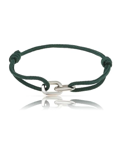 Made by Nami Surfer-Armband für Herren & Damen • Segeltau Handgemacht & Geflochten • Maritim & Minimalistisch • 100% Wasserfest & Verstellbar • Geschenke Männer (Grün Silber)