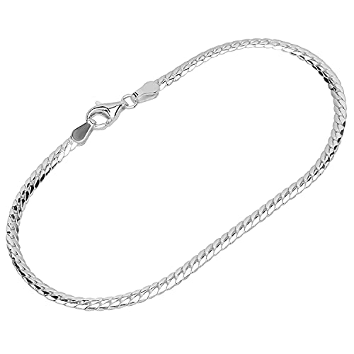 NKlaus Armband 925 Sterling Silber 19cm Panzerkette flach und gedreht Herren Armkette 12616